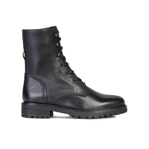 Boots met gekartelde zool en leren bovenwerk, zwart (zwart) Boots met gekartelde zool en leren bovenwerk, zwart (zwart)